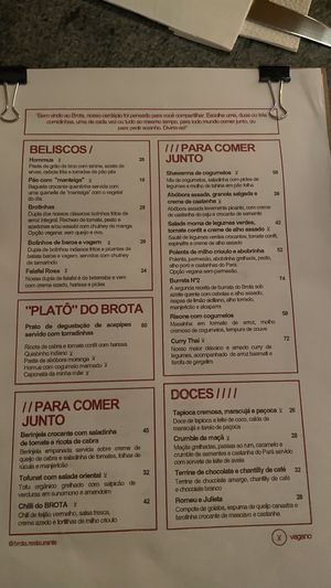 Cardápio em agosto/2023  at Brota in Rio De Janeiro