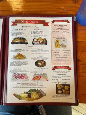 Menu at Tora Sushi Lounge in Tillamook