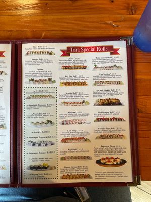 Menu at Tora Sushi Lounge in Tillamook