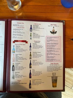 Menu at Tora Sushi Lounge in Tillamook