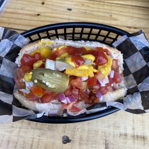 With vegan chili and “pastor” soya at Perro Rojo in Guadalajara