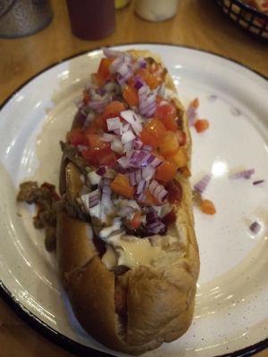 Hotdog vegano at Perro Rojo in Guadalajara