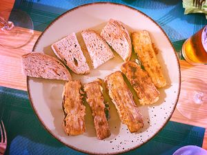 Pencas rellenas at O Viso Ecovillage in Ourol