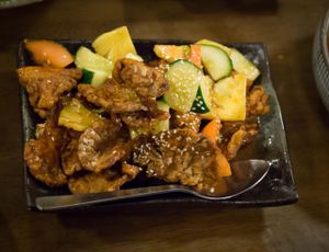 Sweet and sour oyster mushroom at LeAnn Organic Cafe in Petaling Jaya