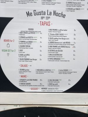 Night menu at Me Gustas Tu in Fuerteventura