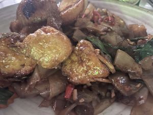 Spicy flat rice noodle stir fry   at Phat Boy in Brisbane