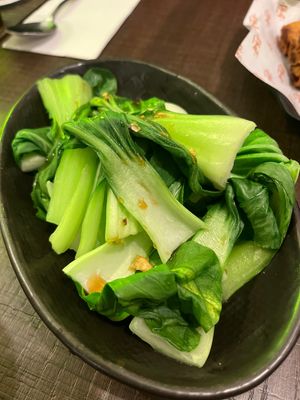 Green vegetables with mushroom saucee  at Phat Boy in Brisbane