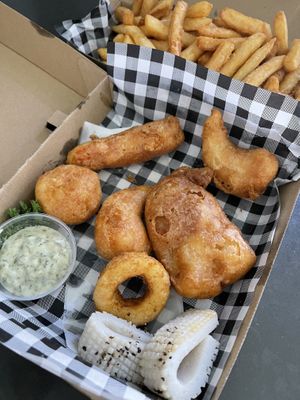 Fyshermans basket and chips 👌  at Nuthin Fyshy in Leederville