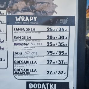 Partial menu at Uapami in Krakow