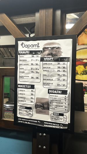 menu  at Uapami in Krakow