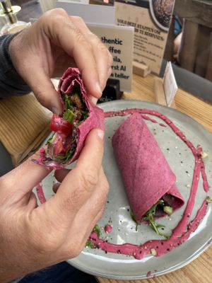 Marinated tempeh wrap  at Blossom in Leiden
