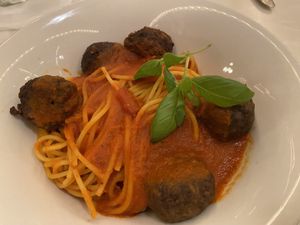 Spaghetti with Impossible meatballs   at Walt Disney World - Tony's Town Square Restaurant in Lake Buena Vista