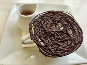 Plant based affogato (cookie on the bottom, espresso on the side) at Walt Disney World - Tony's Town Square Restaurant in Lake Buena Vista