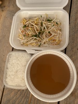 The saoto soup. Comes separate to keep the fillings of the soup fresh and crunchy. at Geeta's Keukentje in Goes