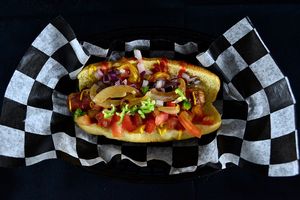 You choose your toppings and dressings. at Perro Rojo in Guadalajara