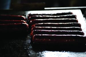 Our rice hot dog  at Perro Rojo in Guadalajara