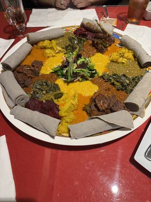 Vegan plate for four…so many good dishes on this platter!  at Addissae in Asheville