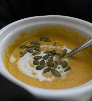 Pumpkin squash bisque   at Roll The Veg in Sault Ste Marie