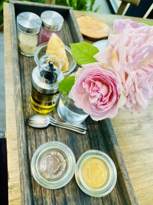 Original Dressing is served with rose  at Flower Park in Ishioka