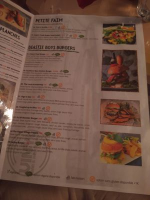 Menu at Vinyl in Clermont-ferrand