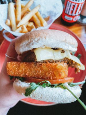 Vegan ultimate sandwich - sausage, hash browns, cheeze  at Lounges - Tretho Lounge in St Ives