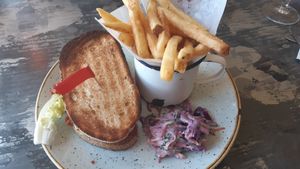 sandwich with chips and slaw at Lounges - Tretho Lounge in St Ives