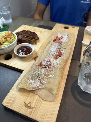Strawberry, walnut, jam crepe  at Red Bud Cafe in Daytona Beach
