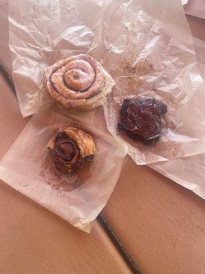 Half eaten because they were just too delicious! The fudgiest brownie I’ve ever eaten! Sea salt and caramel drizzle is a great touch! at New Moon Vegan in Batavia