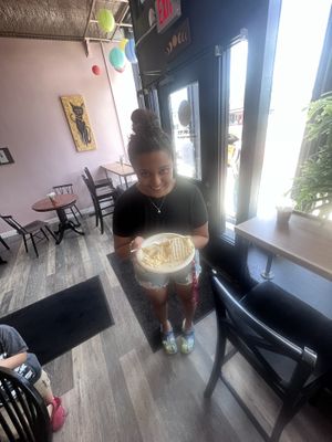 Vegan 3 layer coconut cake  at New Moon Vegan in Batavia