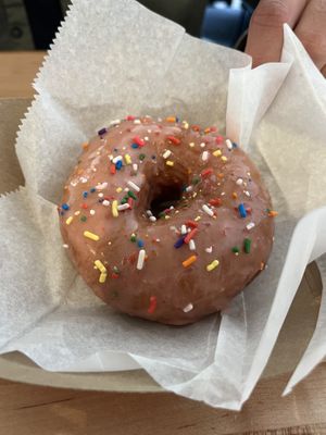 Fresh strawberry donut  at New Moon Vegan in Batavia