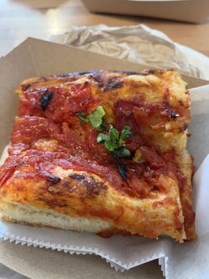 Peach tomato focaccia   at New Moon Vegan in Batavia