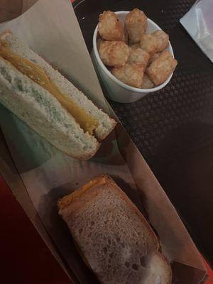 Vegan Grilled Cheese with Potato Barrels  at Walt Disney World - Woody's Lunch Box in Lake Buena Vista