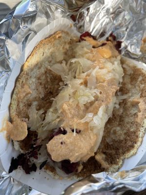 Reuben wrap — so tasty! Fresh and zingy with a horseradish kick 👌🏼  at Beans & Greens - Food Truck in Fredericksburg