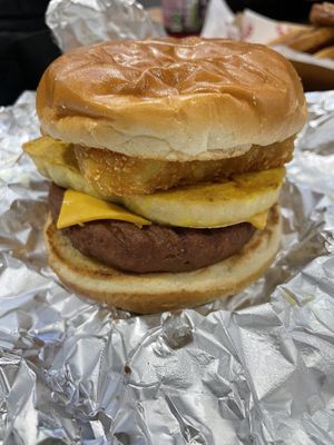 Breakfast sandwich + xtra hash brown  at Fat Annie's in Leeds
