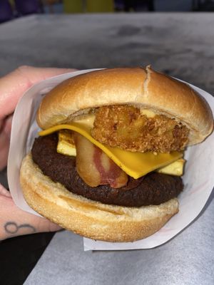 Breakfast club sandwich with added bacon and hash brown   at Fat Annie's in Leeds