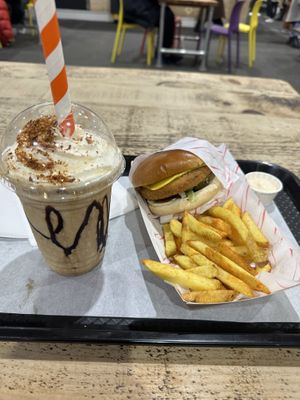 Mexicana burger with Crunchie milkshake   at Fat Annie's in Leeds