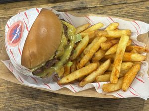 The Supreme with fries  at Fat Annie's in Leeds