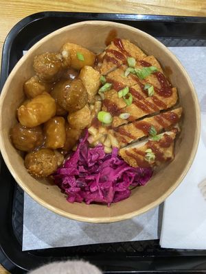 Xmas jingle bowl! With tater tots stuffing and vegan chicken   at Fat Annie's in Leeds