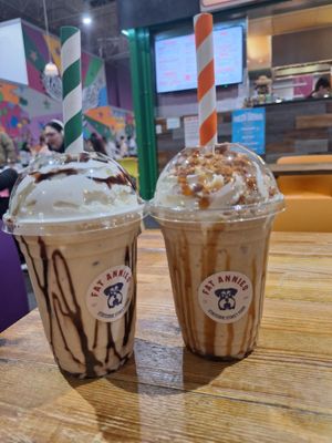 Cookie dough and Biscoff milkshakes at Fat Annie's in Leeds