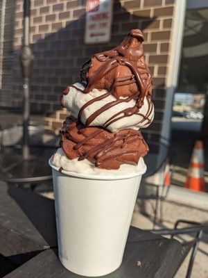 Chocolate / sweet cream twist with dark chocolate drizzle at Cold Truth in Detroit
