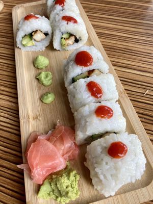 This is supposed to be focused on the tofu, of which they could not have put tinier pieces in the roll.  at Astoria Coffeehouse & Bistro in Astoria