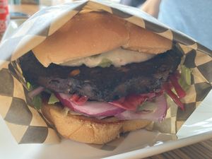 Black bean burger  at Astoria Coffeehouse & Bistro in Astoria