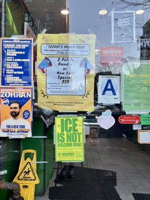 Glass front   at Fat Boy's Vegan Burgers in Brooklyn