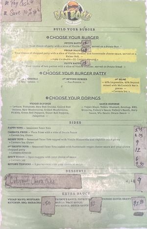 Menu  at Fat Boy's Vegan Burgers in Brooklyn