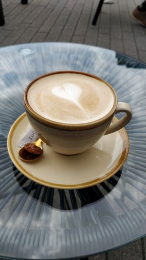 Cappuccino with oat milk at Café Geschwisterherzen in Krefeld