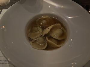 Tortellini in brodo  #Veganuary at Soda Club in New York City