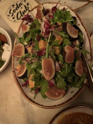 Arugula radicchio salad with figs  at Soda Club in New York City