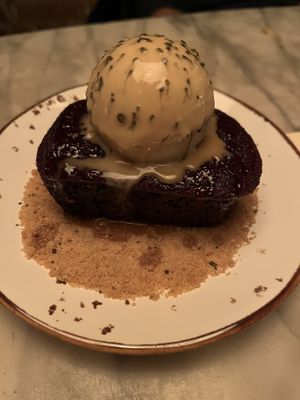 Date cake with toffee sauce  at Soda Club in New York City