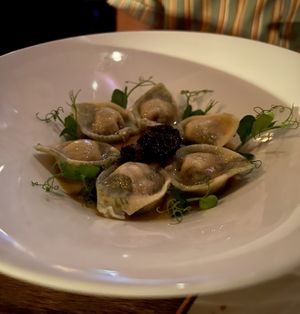 Cappelletti with morels  at Soda Club in New York City