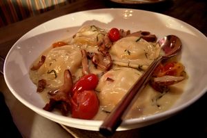 Ravioli with chanterelles   at Soda Club in New York City